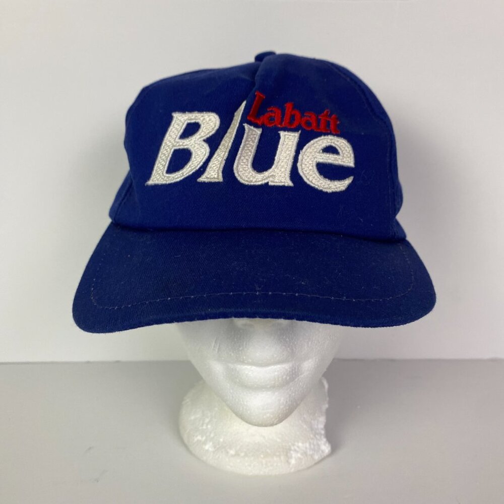 Vintage 90s Labatt Blue Beer Snapback Hat K-Brand Saint John Flames Promo